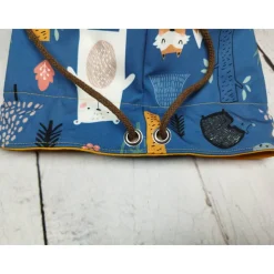 Kindergarten Turnbeutel Waldtiere petrol– Softshell, 3 Größen, personalisierbar