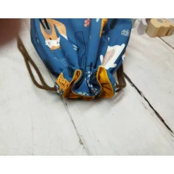 Kindergarten Turnbeutel Waldtiere petrol– Softshell, 3 Größen, personalisierbar