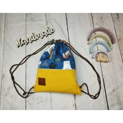 Kindergarten Turnbeutel Waldtiere petrol– Softshell, 3 Größen, personalisierbar