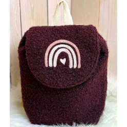 Kindergartenrucksack personalisiert – Boucle Kinderrucksack mit Regenbogenmotiv für Mädchen & Jungen – Kita Rucksack als Geschenk