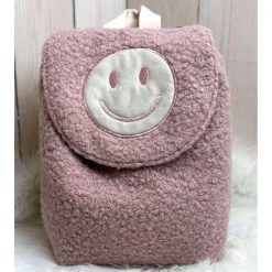 Kindergartenrucksack personalisiert – Boucle Kinderrucksack mit Smileymotiv für Mädchen & Jungen