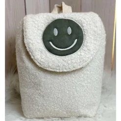 Kindergartenrucksack personalisiert – Boucle Kinderrucksack mit Smileymotiv für Mädchen & Jungen