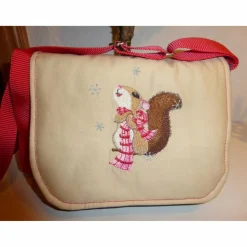 Kindergartentasche 'Eichhörnchen im Schnee', Jeanstasche für Kinder, Jeans-Upcycling, Unikat