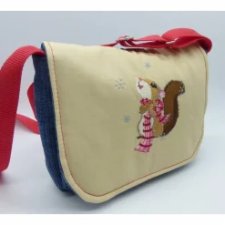 Kindergartentasche 'Eichhörnchen im Schnee', Jeanstasche für Kinder, Jeans-Upcycling, Unikat