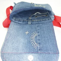 Kindergartentasche 'Eichhörnchen im Schnee', Jeanstasche für Kinder, Jeans-Upcycling, Unikat