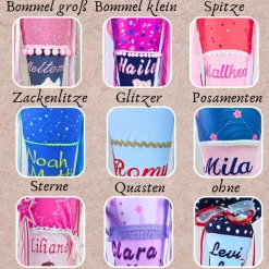 Kindergartentüte | Geschwistertüte | Name | Kindergartenstart | 5. Klasse-Schultüte | Kissen | Trosttüte | individuelle