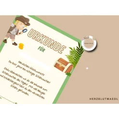 Kindergeburtstag Mitgebsel: Schatzsuche Urkunde A4 – Perfekte Belohnung für kleine Entdecker