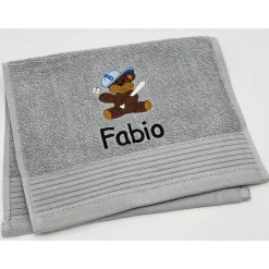 Kinderhandtuch ( 30 x 50 cm ) + Motiv Teddy (#Nr.47) + Name / Gästehandtuch
