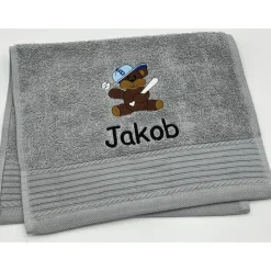 Kinderhandtuch ( 30 x 50 cm ) + Motiv Teddy (#Nr.47) + Name / Gästehandtuch