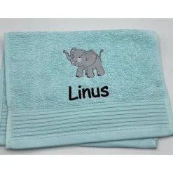 Kinderhandtuch ( 30 x 50 cm ) + Elefant Motiv (#Nr.110) + Name / Gästehandtuch