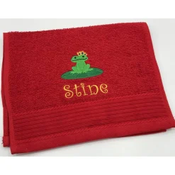 Kinderhandtuch ( 30 x 50 cm ) + Motiv Frosch / Froschkönig (#Nr.93) + Name / Gästehandtuch