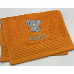 Kinderhandtuch ( 30 x 50 cm ) + Elefant Motiv (#Nr.111) + Name / Gästehandtuch