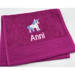 Kinderhandtuch ( 30 x 50 cm ) + Motiv Einhorn (#Nr.39) + Name / Gästehandtuch