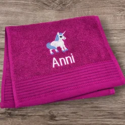 Kinderhandtuch ( 30 x 50 cm ) + Motiv Einhorn (#Nr.39) + Name / Gästehandtuch
