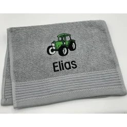 Kinderhandtuch ( 30 x 50 cm ) + Traktor / Trecker (#Nr.40) + Name / Gästehandtuch