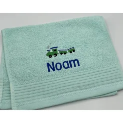 Kinderhandtuch ( 30 x 50 cm ) + Eisenbahn (#Nr.32) + Name / Gästehandtuch