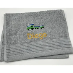 Kinderhandtuch ( 30 x 50 cm ) + Eisenbahn (#Nr.32) + Name / Gästehandtuch