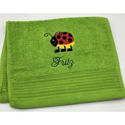 Kinderhandtuch ( 30 x 50 cm ) + Marienkäfer (#Nr.27) + Name / Gästehandtuch