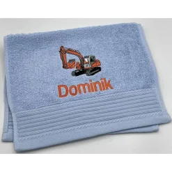 Kinderhandtuch ( 30 x 50 cm ) + Bagger (#Nr.60) + Name / Gästehandtuch