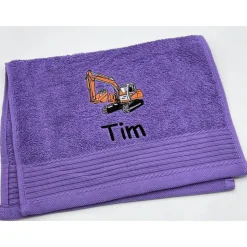 Kinderhandtuch ( 30 x 50 cm ) + Bagger (#Nr.60) + Name / Gästehandtuch