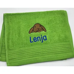 Kinderhandtuch ( 30 x 50 cm ) + Kaninchen (#Nr.22) + Name / Gästehandtuch