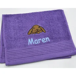 Kinderhandtuch ( 30 x 50 cm ) + Kaninchen (#Nr.22) + Name / Gästehandtuch