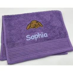 Kinderhandtuch ( 30 x 50 cm ) + Kaninchen (#Nr.22) + Name / Gästehandtuch