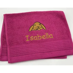 Kinderhandtuch ( 30 x 50 cm ) + Kaninchen (#Nr.22) + Name / Gästehandtuch