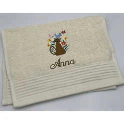 Kinderhandtuch ( 30 x 50 cm ) + Motiv Katze (#Nr.18) + Name / Gästehandtuch