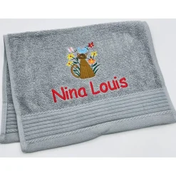 Kinderhandtuch ( 30 x 50 cm ) + Motiv Katze (#Nr.18) + Name / Gästehandtuch