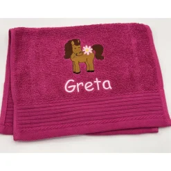 Kinderhandtuch ( 30 x 50 cm ) + Pferd (#Nr.108) + Name / Gästehandtuch