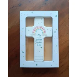 Kinderholzkreuz, Kreuz Holz, Taufe Geschenke -  Du bist geborgen Kleiner SCHATZ