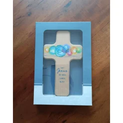 Kinderholzkreuz, Kreuz Holz, Taufe Geschenke -  mit Jesus ist mein Leben bunt