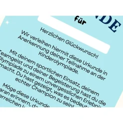 Kinderolympiade Urkunde - Perfektes Mitgebsel oder Auszeichnung für die Kinderparty |Kinderolympiade Spiele