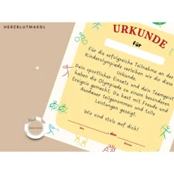 Kinderolympiade Urkunde - Perfektes Mitgebsel oder Auszeichnung für die Kinderparty |Kinderolympiade Spiele
