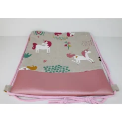 Kinderrucksack / Turnbeutel Einhorn beige / rosé (mit oder ohne Name)