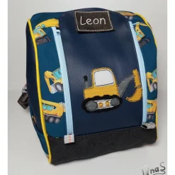 Kinderrucksack für Kindergarten oder Musikbox, im Baustellen Baggerlook, Personalisierung möglich