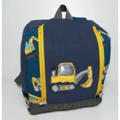 Kinderrucksack für Kindergarten oder Musikbox, im Baustellen Baggerlook, Personalisierung möglich