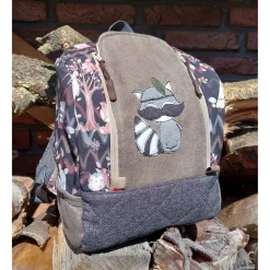 Kinderrucksack für Kindergarten oder Musikbox, mit Boho Waschbär, Personalisierung möglich