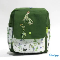 Kinder-Rucksack „Rudi“ Junge auf Blume – Praktischer Kita-Rucksack mit Elfen-Motiv