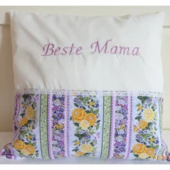 Kissen 'Beste Mama', Geschenk Muttertag, Batist trifft Rosen, Unikat von hessmade