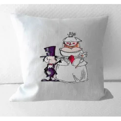 Kissen Brautpaar Hochzeit Liebe 30x30cm GESTICKT Leinen mit Füllung.