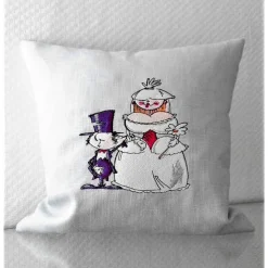 Kissen Brautpaar Hochzeit Liebe 30x30cm GESTICKT Leinen mit Füllung.