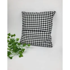 Kissen kariert, Holland Häuser Kissen, Dekokissen, Weihnachten, Motivkissen, mit Stickerei 40x40 cm,