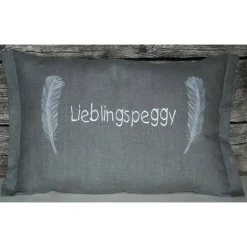 Kissen Lieblingsmensch und Federn bestickt