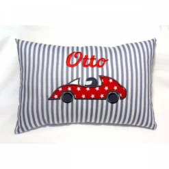Kissen mit Auto Namenskissen für Jungen cooles Kissen mit Rennwagen Rennauto Geschenk zum Geburtstag