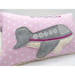 Kissen mit Namen Flugzeug Flugzeuge Namenskissen Pilot Pilotin Kuschelkissen Kindergartenkissen Stewardess