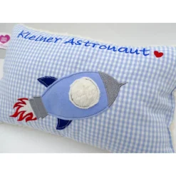 Kissen mit Namen Rakete Astronaut Raumfahrt Namenskissen Taufkissen Kuschelkissen Kindergartenkissen Geburtsgeschenk
