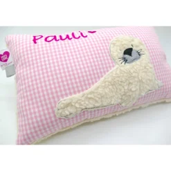 Kissen mit Namen Robbe Robbi Namenskissen Taufkissen Kuschelkissen Kindergartenkissen Geburtsgeschenk