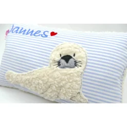Kissen mit Namen Robbe Robbi Namenskissen Taufkissen Kuschelkissen Kindergartenkissen Geburtsgeschenk